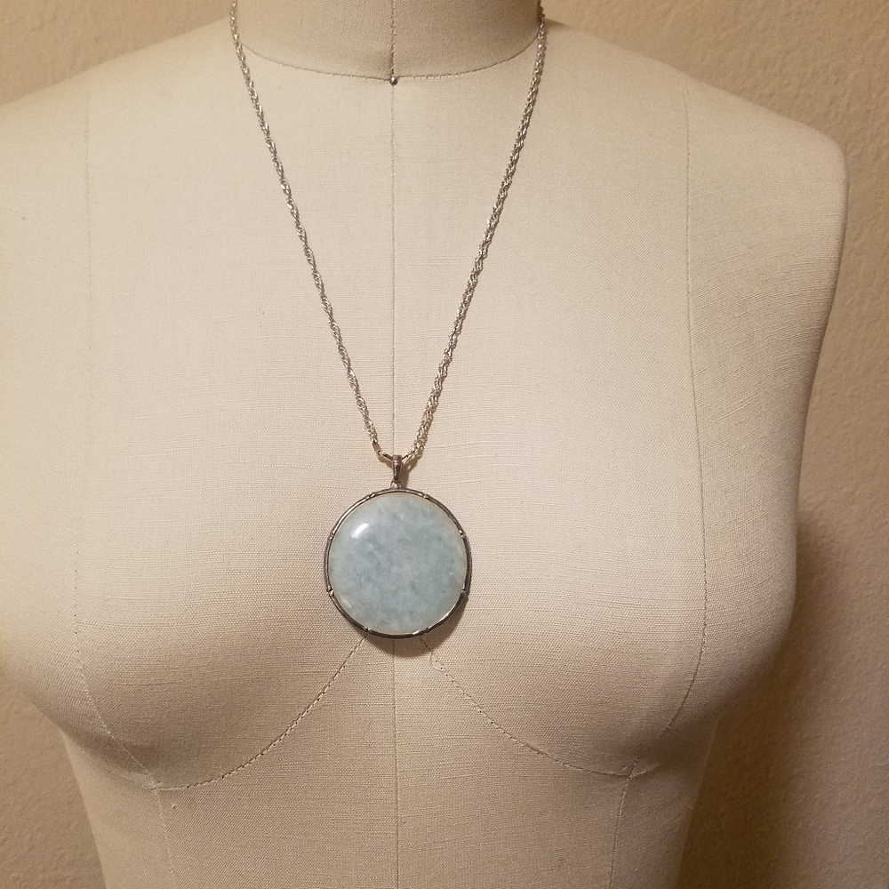 Blue Jadeite Sterling Silver Pendant